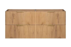 Meuble vasque, Chêne Craft, 120 (2 x 60) x 57 x 46 cm, poignée dorée, sans plateau