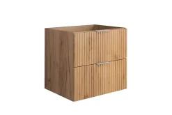 Meuble vasque, Chêne Craft, 60 x 57 x 46 cm, poignée argentée, sans plateau