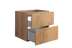 Meuble vasque, Chêne Craft, 60 x 57 x 46 cm, poignée argentée, sans plateau