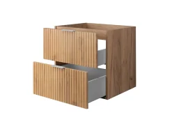 Meuble vasque, Chêne Craft, 60 x 57 x 46 cm, poignée argentée, sans plateau