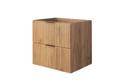 Meuble vasque, Chêne Craft, 60 x 57 x 46 cm, poignée noire, sans plateau