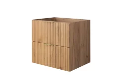 Meuble vasque, Chêne Craft, 60 x 57 x 46 cm, poignée dorée, sans plateau
