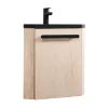 Meuble vasque d'angle compact suspendu effet chêne + plan vasque noir en résine, Homesight Skino
