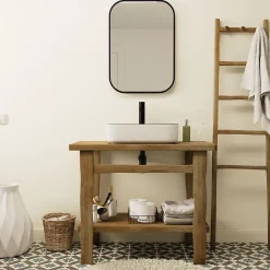 Meuble vasque en chêne massif vieilli l.95 x H.78 x P.50 cm, Homesight Taby