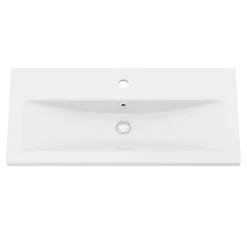 Meuble vasque faible profondeur effet bois avec porte-serviette l.85 x H.82 x P.36 cm Maza + plan vasque céramique Nira, GoodHome
