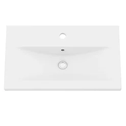 Meuble vasque faible profondeur noir avec porte-serviettes l.65 x H.82 x P.36 cm Maza + plan vasque blanc céramique Nira, GoodHome