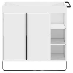 Meuble vasque faible profondeur blanc avec porte-serviettes l.85 x H.82 x P.36 cm + plan vasque résine blanc, GoodHome Maza
