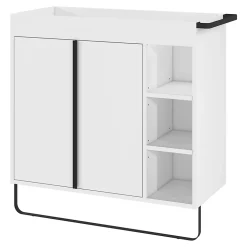 Meuble vasque faible profondeur blanc avec porte-serviettes l.85 x H.82 x P.36 cm + plan vasque résine blanc, GoodHome Maza