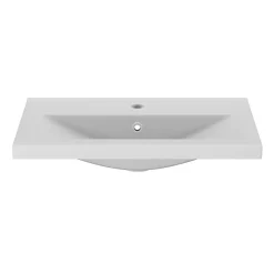Meuble vasque faible profondeur effet bois avec porte-serviettes l.65 x H.82 x P.36 cm + plan vasque céramique blanc Nira, GoodHome