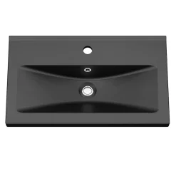 Meuble vasque faible profondeur noir avec porte-serviettes l.85 x H.82 x P.36 cm Maza + plan vasque noir céramique Nira, GoodHome