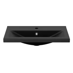 Meuble vasque faible profondeur noir avec porte-serviettes l.85 x H.82 x P.36 cm Maza + plan vasque noir céramique Nira, GoodHome