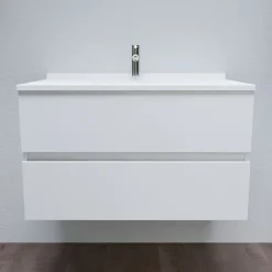 Meuble vasque L 90cm P 55cm ROMY - Blanc brillant