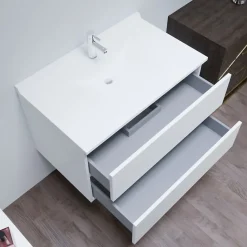 Meuble vasque L 90cm P 55cm ROMY - Blanc brillant