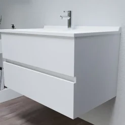 Meuble vasque L 90cm P 55cm ROMY - Blanc brillant