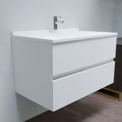 Meuble vasque L 90cm P 55cm ROMY - Blanc brillant