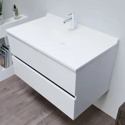 Meuble vasque L 90cm P 55cm ROMY - Blanc brillant