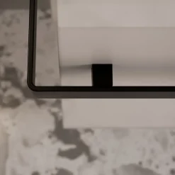 Meuble vasque lave-main Blanc mat 45x35x50cm (LxPxH) 1 tiroir + rangement droite + poignée Noir mat - COMPACT450