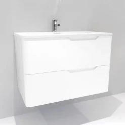 Meuble vasque LUNA Blanc brillant 80 cm - SANS miroir