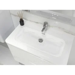 Meuble vasque LUNA Blanc brillant 80 cm - SANS miroir