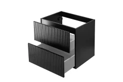 Meuble vasque, Noir, 60 x 57 x 46 cm, poignée noire, sans plateau