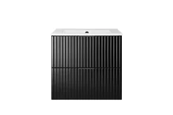 Meuble vasque, Noir, 60 x 57 x 46 cm, poignée noire, sans plateau