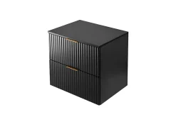 Meuble vasque, Noir Mat, 60 x 57 x 46 cm, poignée dorée + Plan de travail