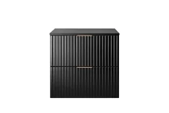 Meuble vasque, Noir Mat, 60 x 57 x 46 cm, poignée dorée + Plan de travail