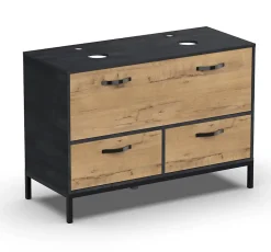 Meuble vasque pour salle de bain coloris imitation marbre, chêne - Longueur 120 x Profondeur 50 x hauteur 80 cm