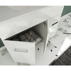Meuble vasque sur pieds MADRID - simple vasque Blanc L. 100 cm - Saniverre