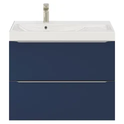 Meuble vasque suspendu bleu nuit mat l.80 cm Imandra + plan vasque blanc résine Mila, GoodHome