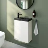 Meuble vasque suspendu blanc mat l.44 cm Imandra + plan vasque effet marbre noir, GoodHome
