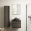 Meuble vasque suspendu effet chêne Metz l.60 cm + plan de toilette effet chêne Metz, Pura+