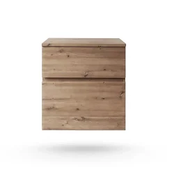 Meuble vasque suspendu effet chêne artisan l.60 cm + plan de toilette, Calao