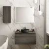 Meuble vasque suspendu effet chêne Metz l.90 cm + plan de toilette effet chêne Metz, Pura+