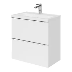 Meuble vasque suspendu faible profondeur blanc brillant l.60 cm Imandra + plan vasque blanc céramique Nira, GoodHome