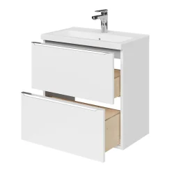 Meuble vasque suspendu faible profondeur blanc brillant l.60 cm Imandra + plan vasque blanc céramique Nira, GoodHome