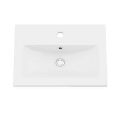 Meuble vasque suspendu faible profondeur blanc brillant l.50 cm Imandra + plan vasque blanc céramique Nira, GoodHome
