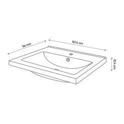 Meuble vasque suspendu faible profondeur blanc brillant l.50 cm Imandra + plan vasque blanc céramique Nira, GoodHome