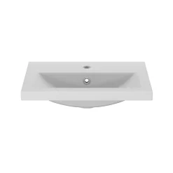 Meuble vasque suspendu faible profondeur blanc brillant l.50 cm Imandra + plan vasque blanc céramique Nira, GoodHome