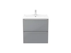 Meuble vasque suspendu gris brillant l.60 cm + plan vasque blanc céramique Lana, GoodHome