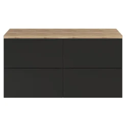 Meuble vasque suspendu noir mat l.120 cm Imandra + plan de toilette chêne Hartland, GoodHome