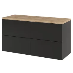 Meuble vasque suspendu noir mat l.120 cm Imandra + plan de toilette chêne Hartland, GoodHome