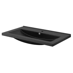 Meuble vasque suspendu noir mat l.80 cm Imandra + plan vasque noir céramique Nira, GoodHome