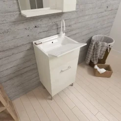 Meuble Évier 45Cm Chêne Blanc Avec Planche À Laver - Pratique