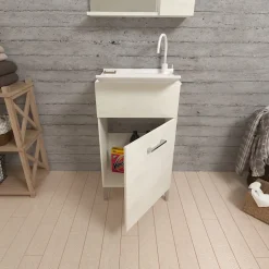Meuble Évier 45Cm Chêne Blanc Avec Planche À Laver - Pratique