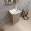 Meuble Évier 45Cm Chêne Naturel Avec Bac Et Planche À Laver - Pratico