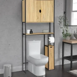 Meuble WC 3 en 1 avec armoires de rangement DETROIT design industriel