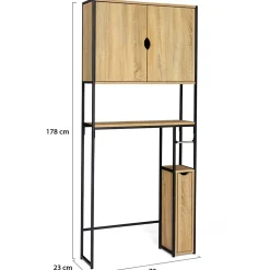 Meuble WC 3 en 1 avec armoires de rangement DETROIT design industriel