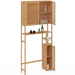 Meuble WC 3 en 1 avec armoires de rangement bambou BEA