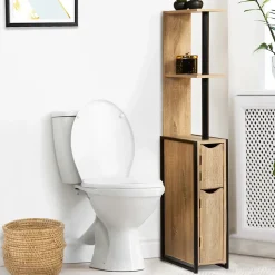 Meuble WC 2 portes DETROIT avec étagères design industriel